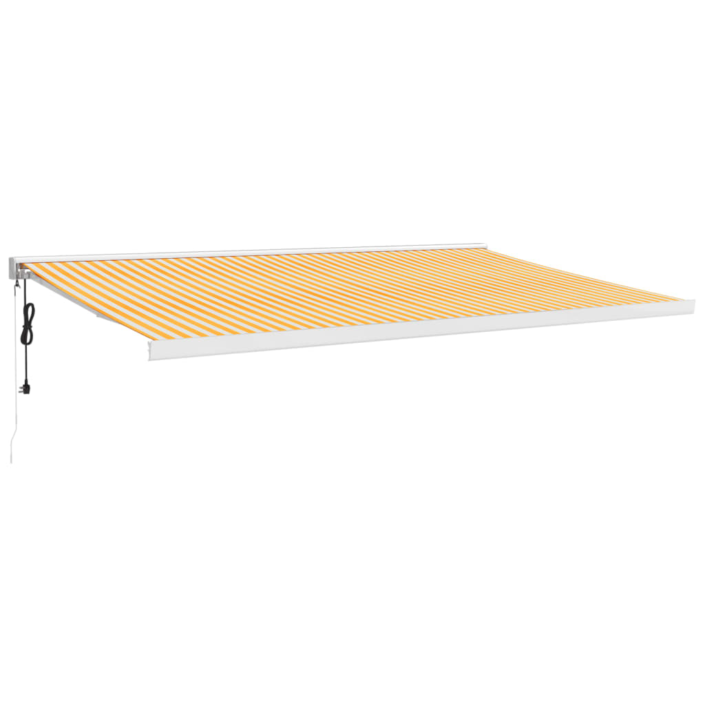 Tenda retrattile Giallo e Bianco 500 × 300 cm Tessuto e Metallo