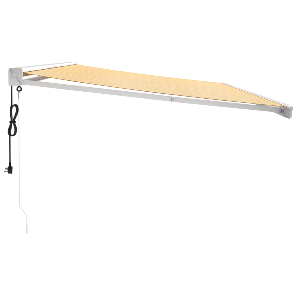 Tenda retrattile Giallo e Bianco 500 × 300 cm Tessuto e Metallo