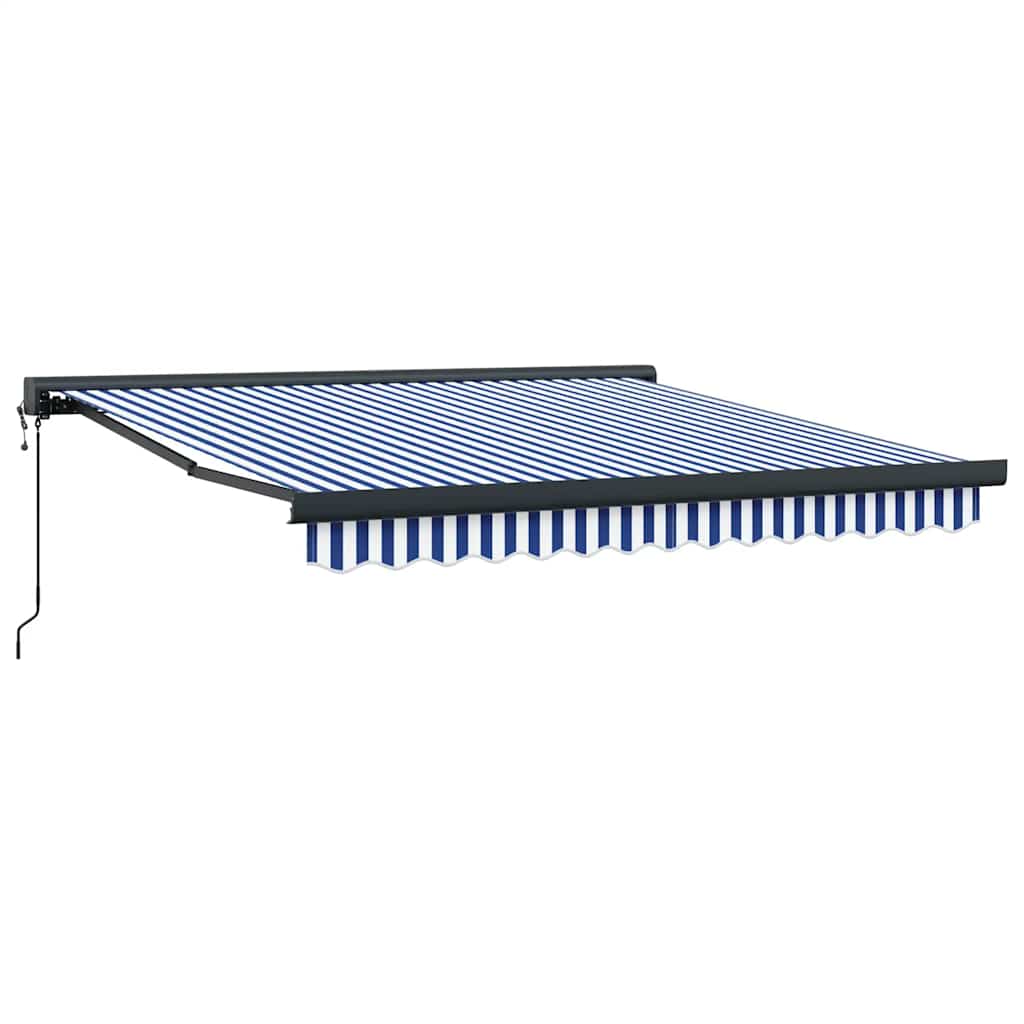 Tenda retrattile Blu e Bianco con Struttura Nera 300 x 250 cm