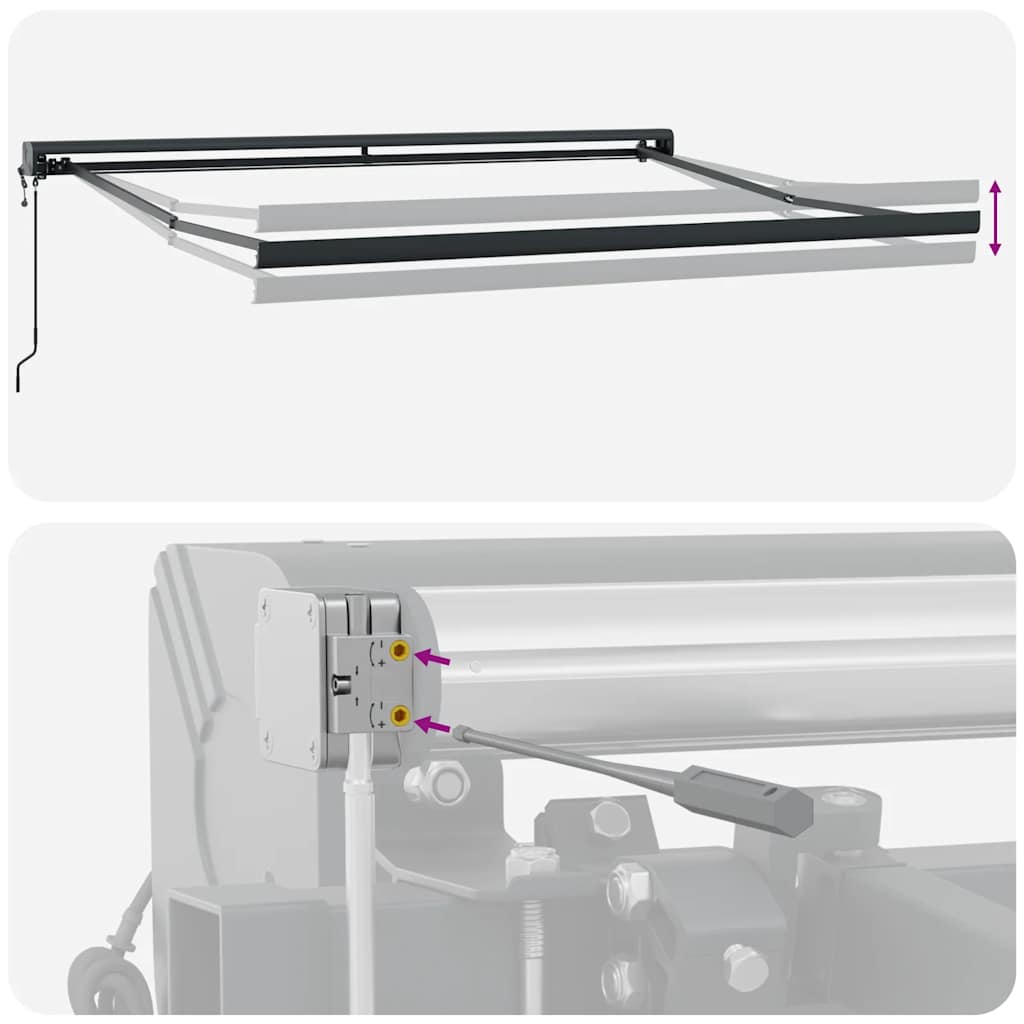 Tenda retrattile Blu e Bianco con Struttura Nera 300 x 250 cm
