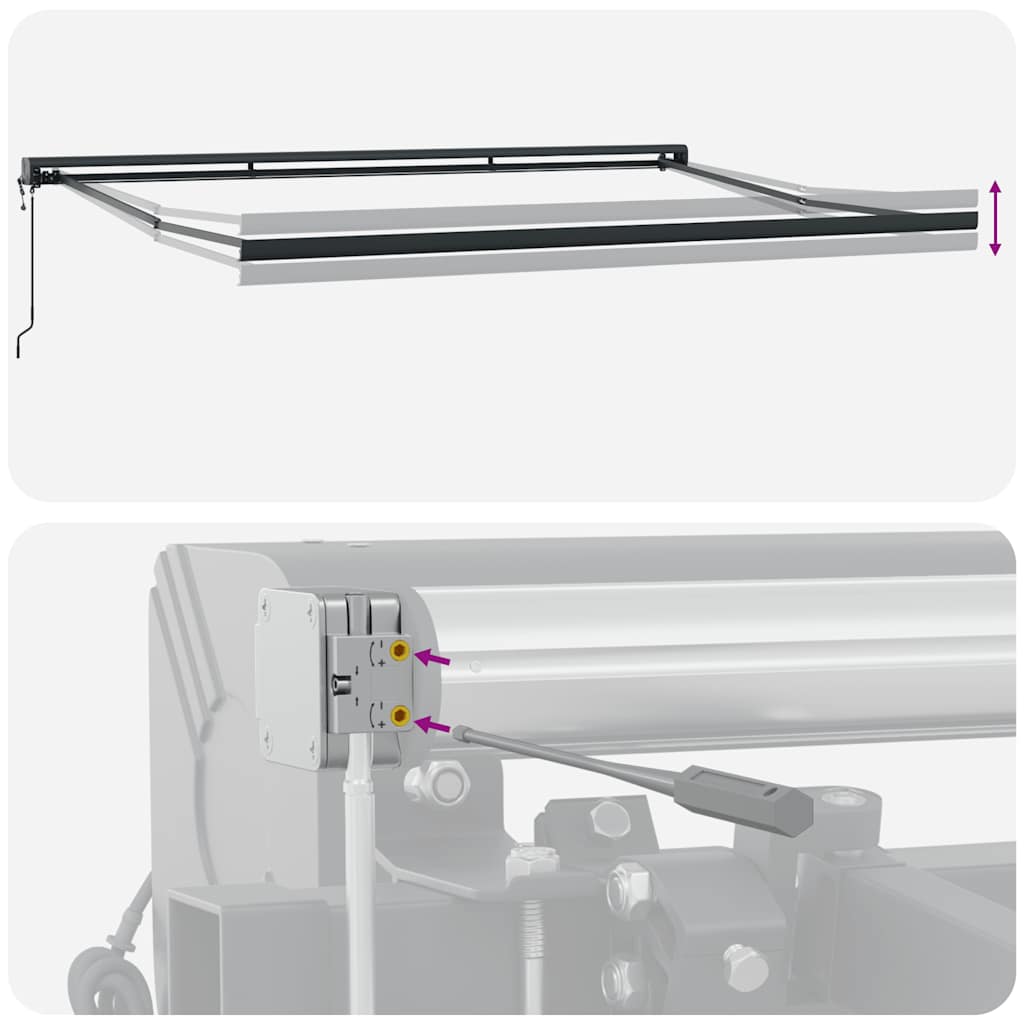 Tenda retrattile Blu e Bianco con Struttura Nera 450 × 300 cm