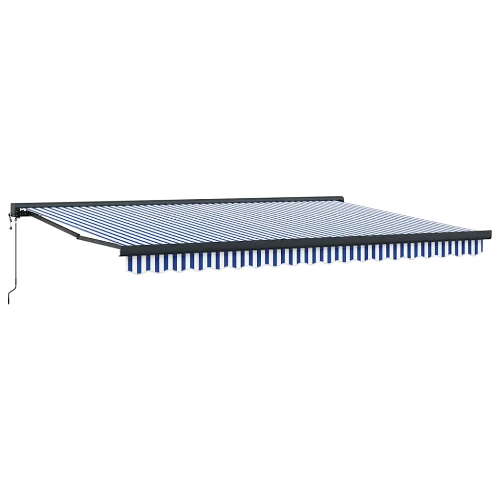 Tenda retrattile Blu e Bianco con Struttura Nera 450 × 300 cm