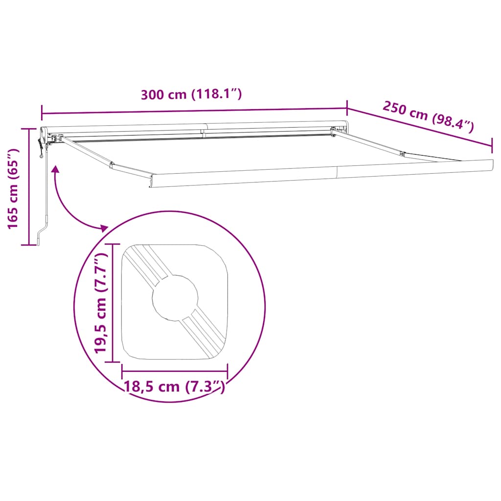 Tenda retrattile Crema con Struttura Antracite 300 x 250 cm