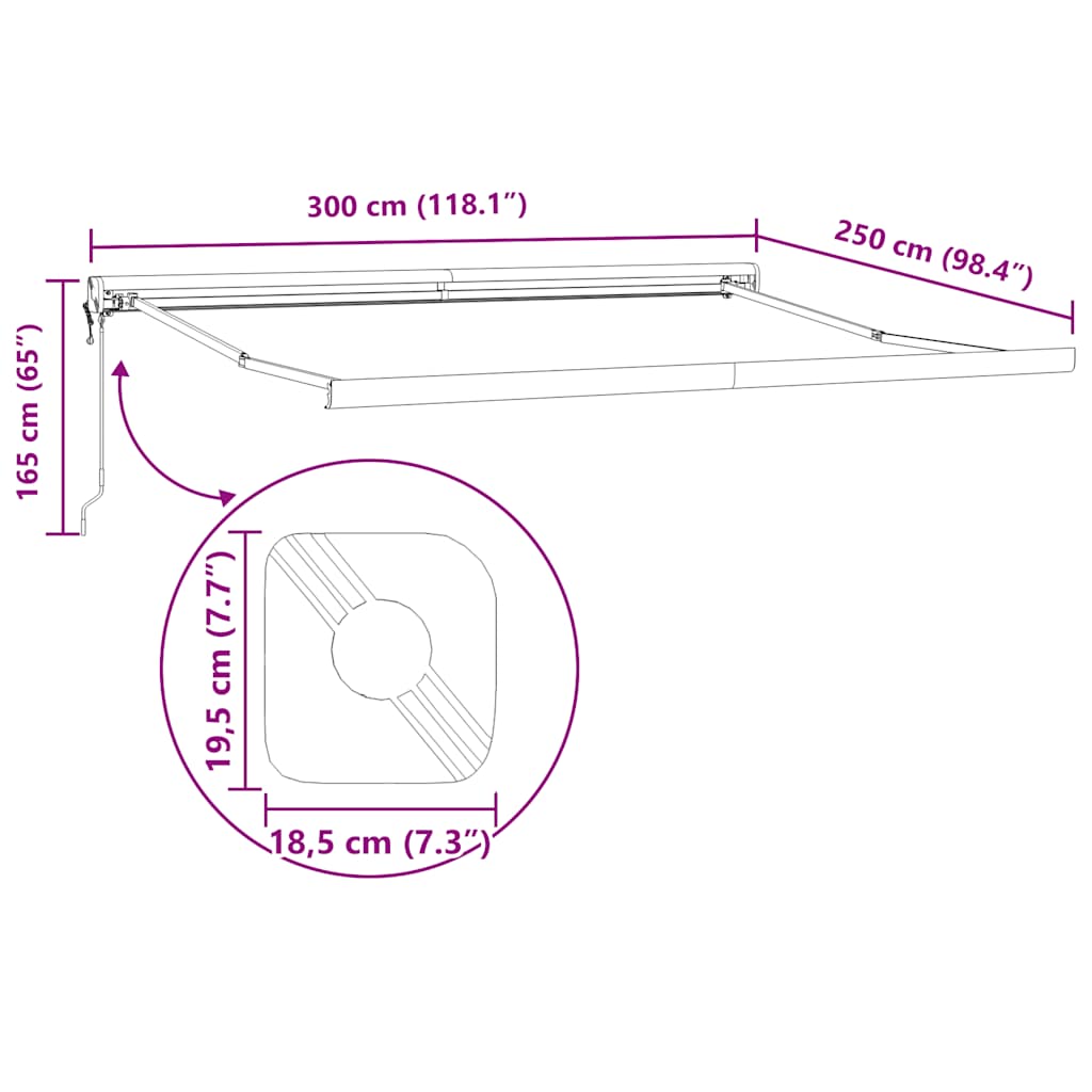 Tenda retrattile Giallo e Bianco con Struttura Antracite