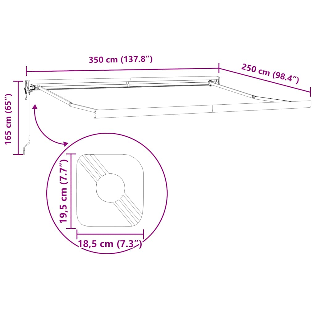 Tenda retrattile Giallo e Bianco con Struttura Antracite