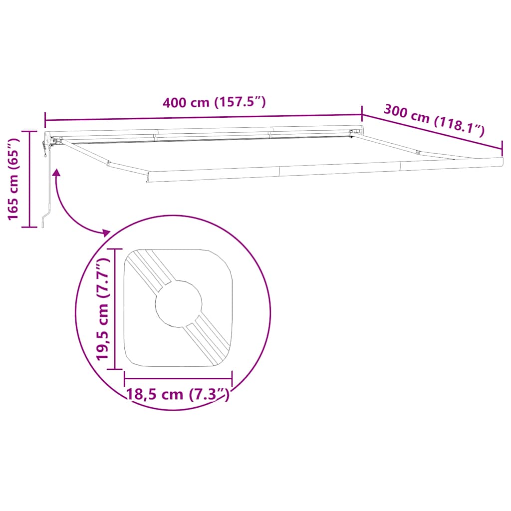 Tenda retrattile Antracite con Struttura Antracite 400 × 300 cm