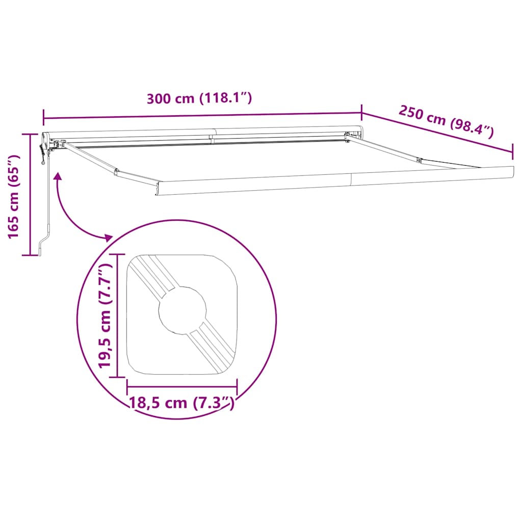 Tenda Retrattile Arancione Marrone 3x2,5 m Tessuto e Alluminio