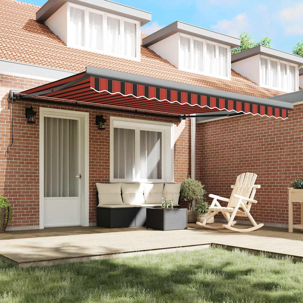 Tenda Sole Retrattile Arancione Marrone 4x3m Tessuto Alluminio