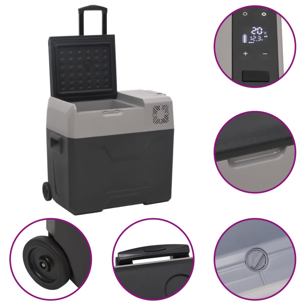 Borsa Frigo con Ruote Adattatore Nera Grigia 40 L Polipropilene