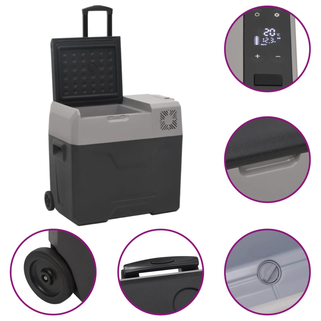 Borsa Frigo con Ruote Adattatore Nera Grigia 50 L Polipropilene