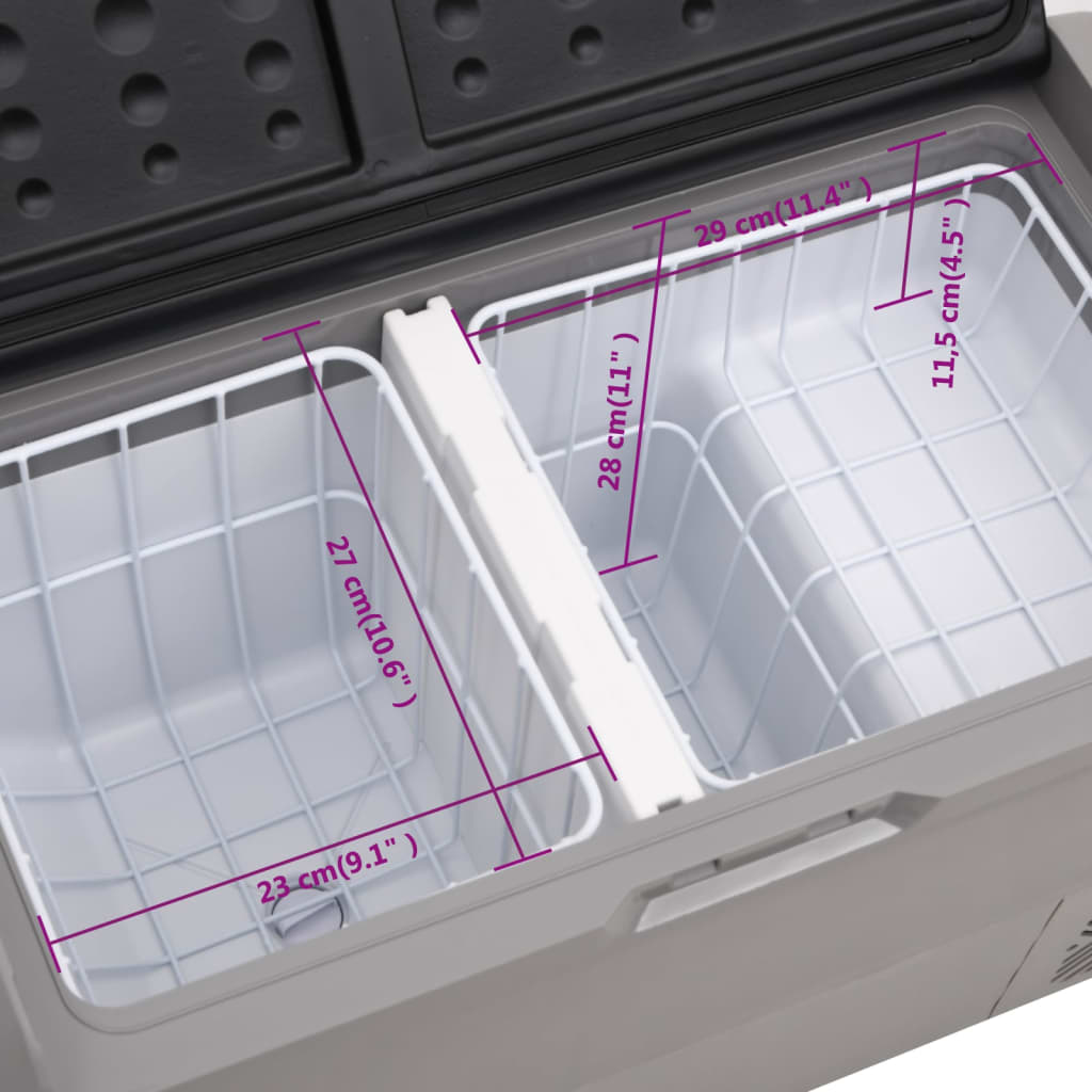Borsa Frigo con Ruote e Adattatore Nera e Grigia 36 L PP e PE
