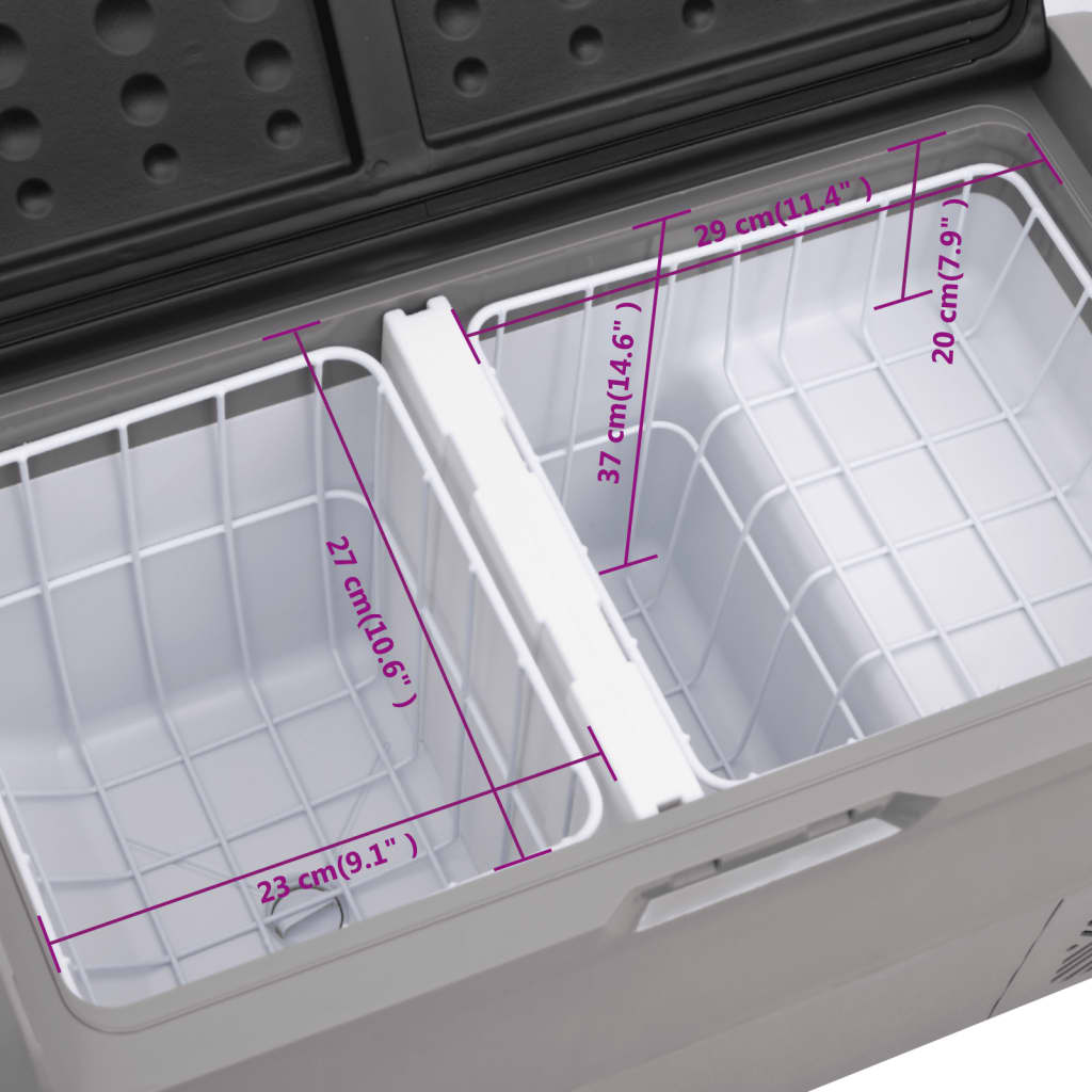 Borsa Frigo con Ruote e Adattatore Nera e Grigia 50 L PP e PE