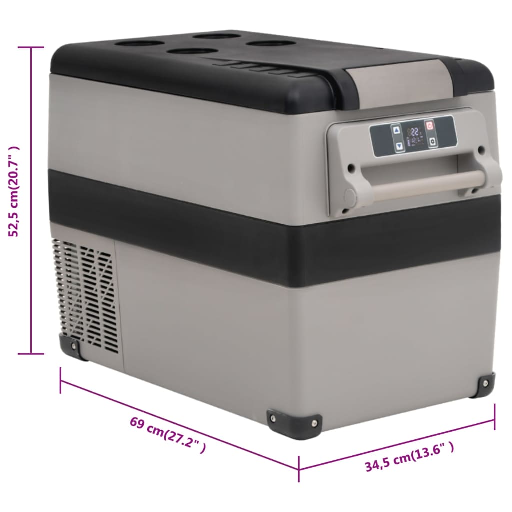 Borsa Frigo con Manico e Adattatore Nera e Grigia 55 L PP e PE