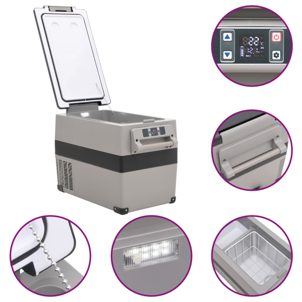 Borsa Frigo con Manico e Adattatore Nera e Grigia 55 L PP e PE