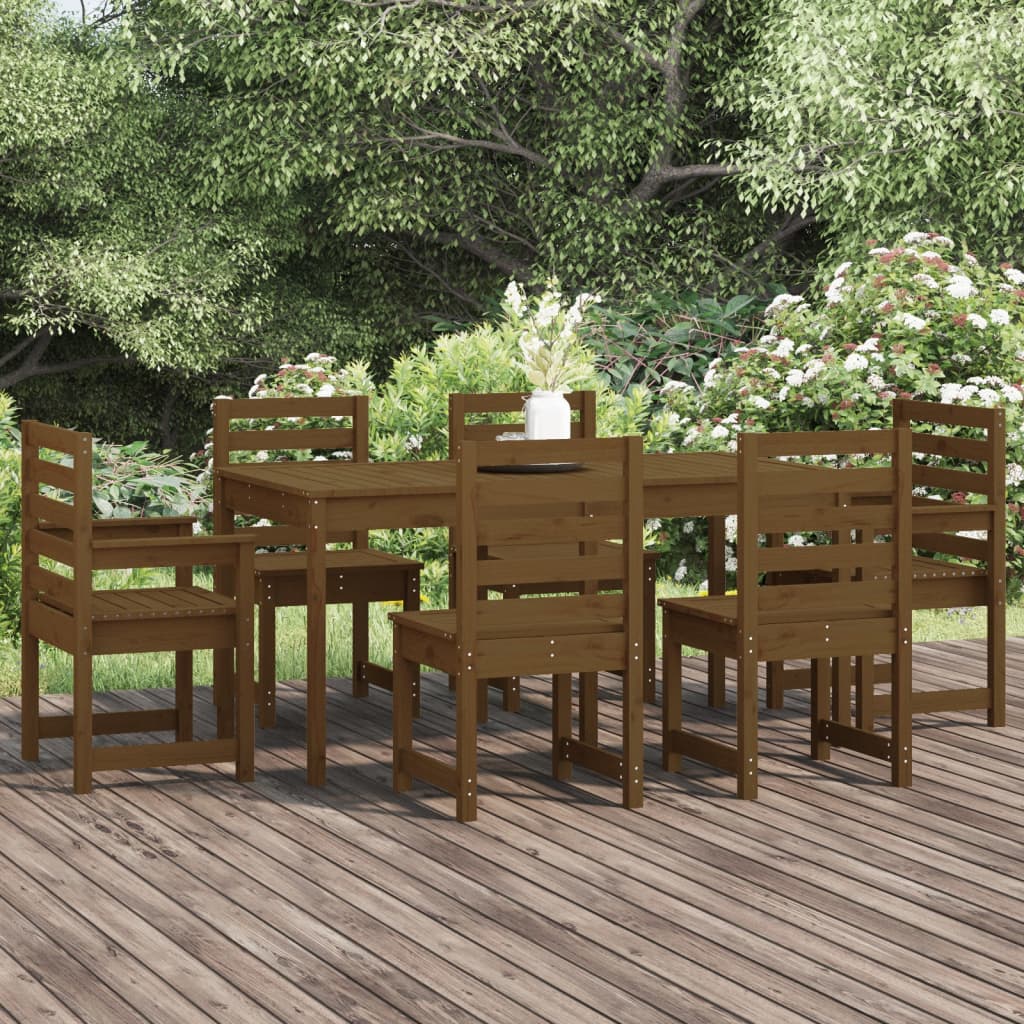 Set da Pranzo da Giardino 7 pz ambra in Legno Massello di Pino