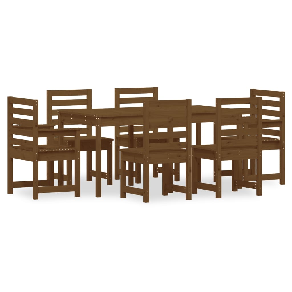 Set da Pranzo da Giardino 7 pz ambra in Legno Massello di Pino