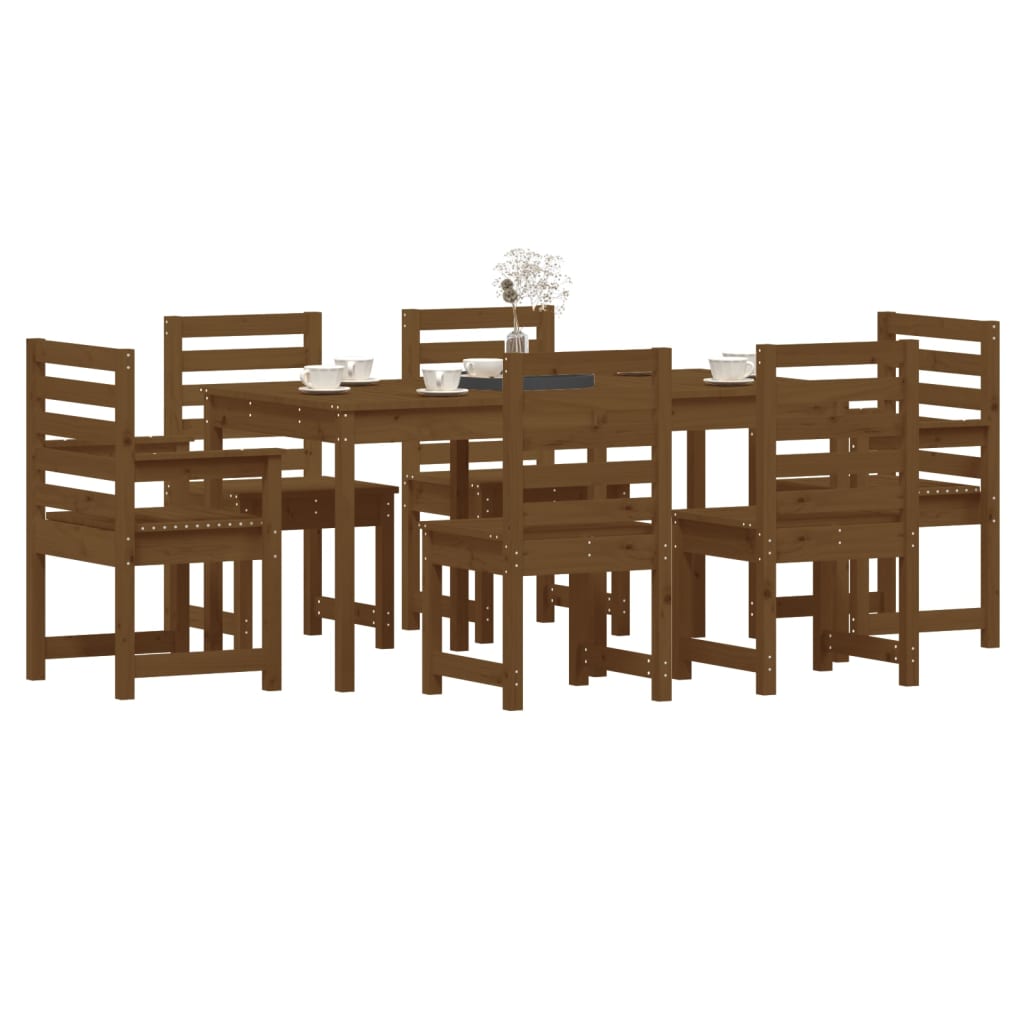 Set da Pranzo da Giardino 7 pz ambra in Legno Massello di Pino