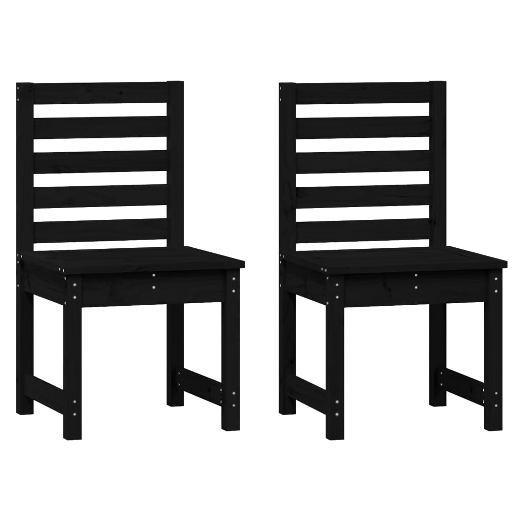 Set da Pranzo per Giardino 7pz Nero in Legno Massello di Pino