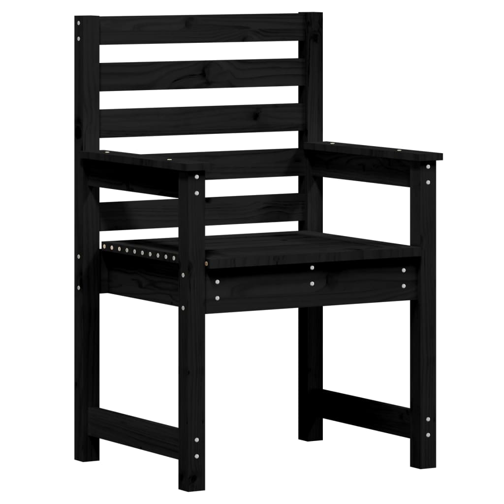Set da Pranzo per Giardino 7pz Nero in Legno Massello di Pino