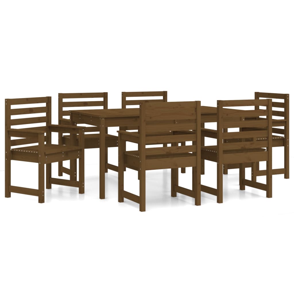 Set da Pranzo da Giardino 7 pz ambra in Legno Massello di Pino