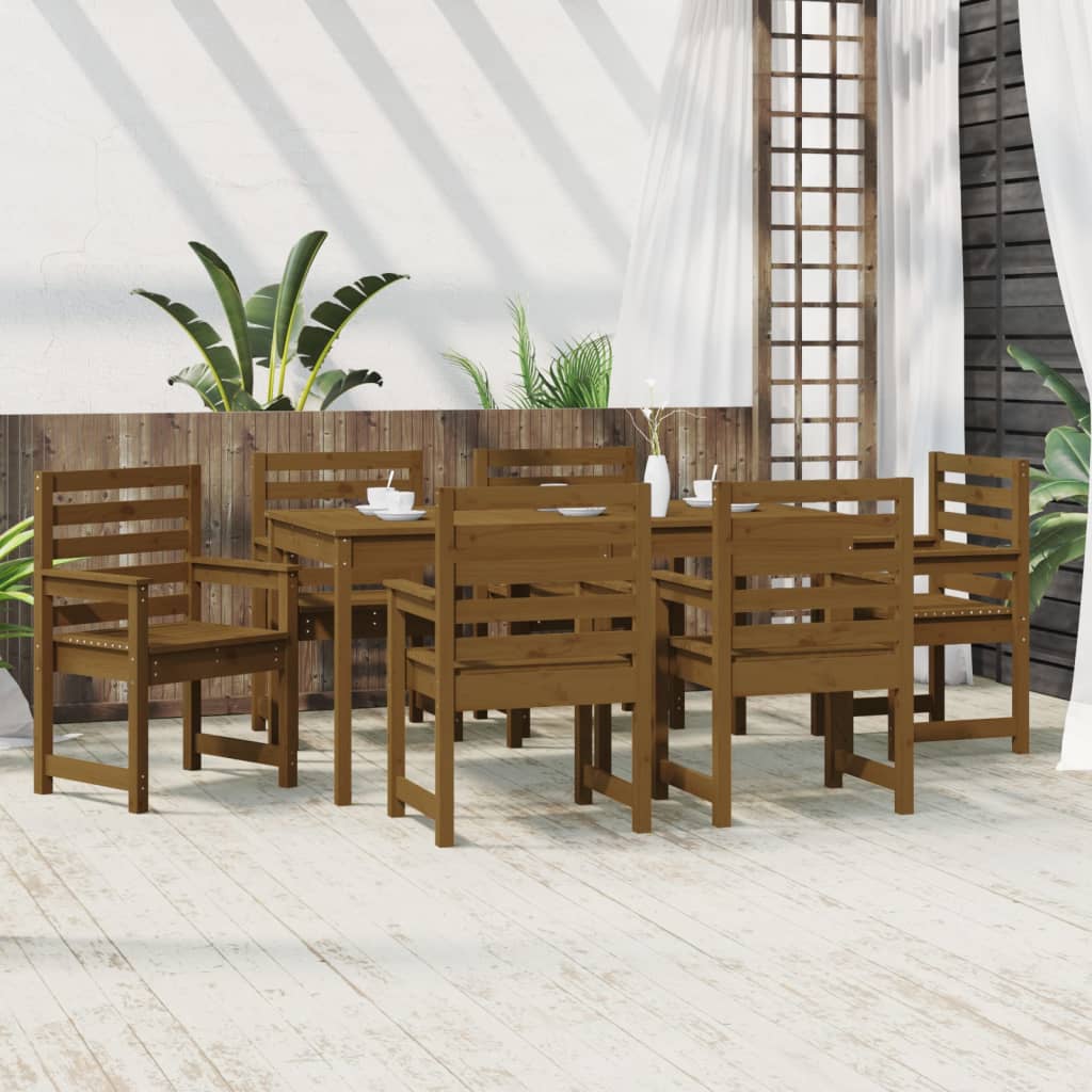 Set da Pranzo da Giardino 7 pz ambra in Legno Massello di Pino