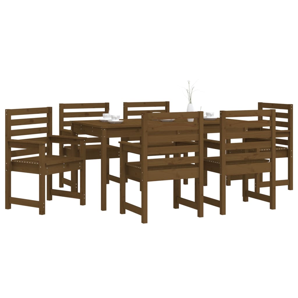 Set da Pranzo da Giardino 7 pz ambra in Legno Massello di Pino