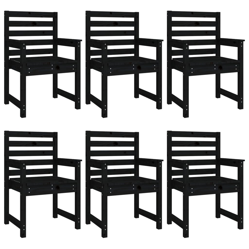 Set da Pranzo da Giardino 7 pz Nero in Legno di Pino