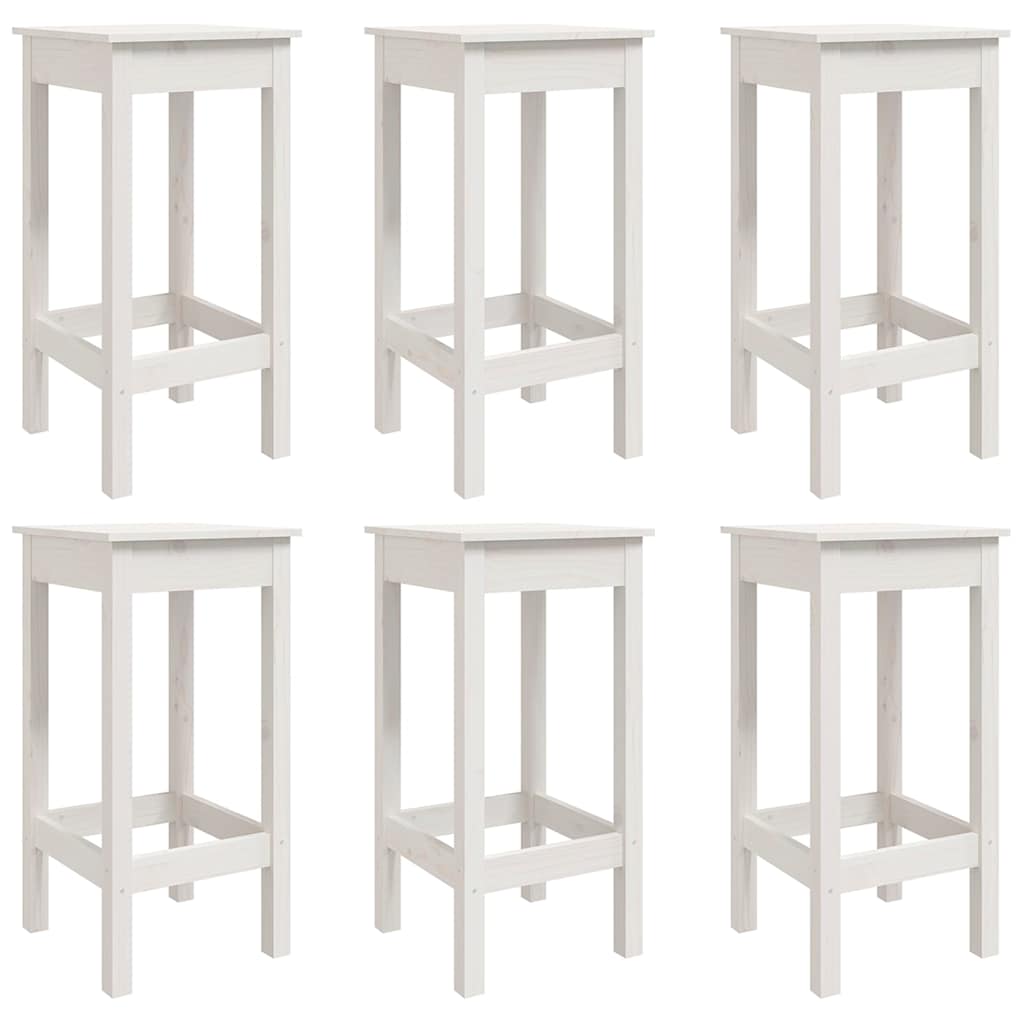 Set Bar da Giardino Bianco in Legno di Pino, Tavolo e 6 Sgabelli