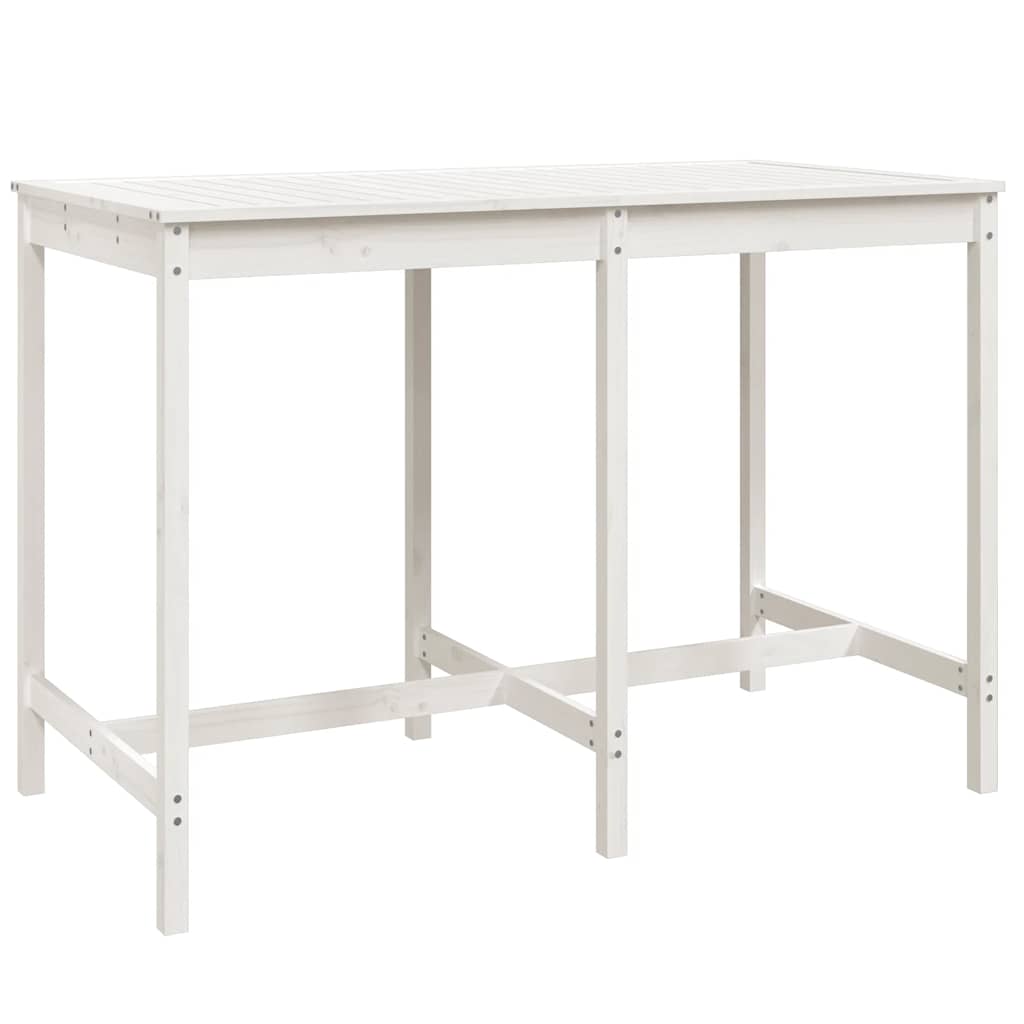 Set Bar da Giardino Bianco in Legno di Pino, Tavolo e 6 Sgabelli