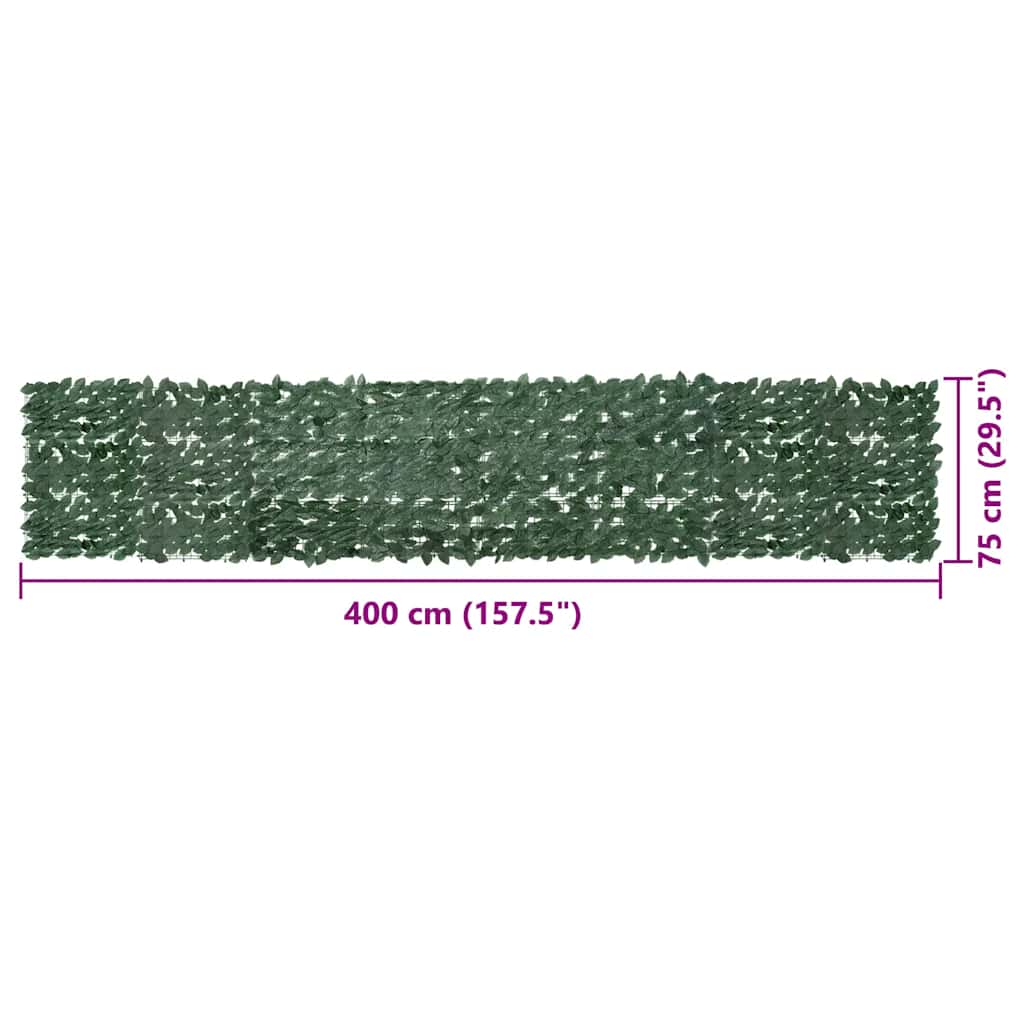 Paravento da Balcone con Foglie Verde Scuro 400x75 cm
