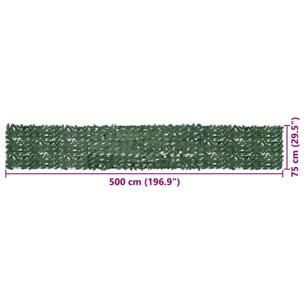 Paravento da Balcone con Foglie Verde Scuro 500x75 cm