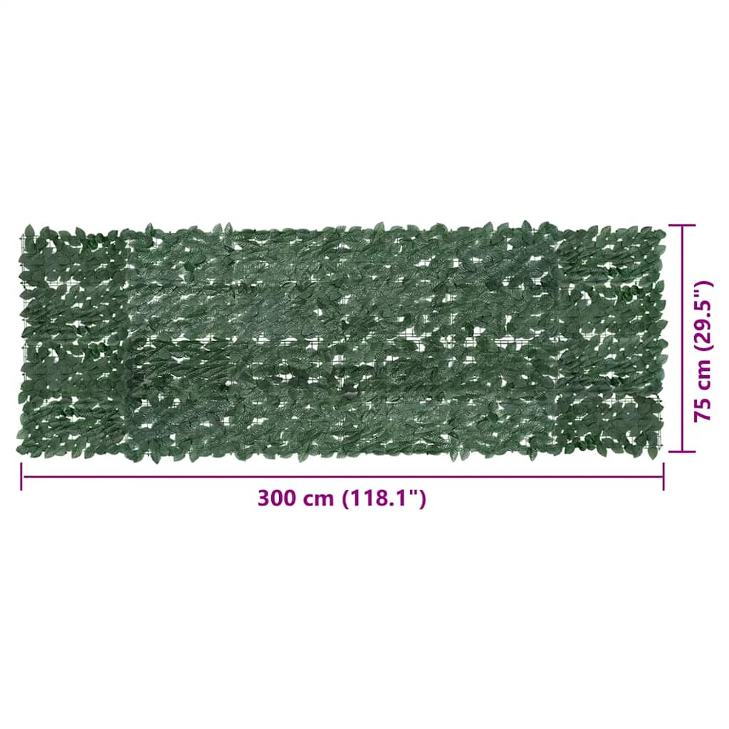 Paravento da Balcone con Foglie Verde Scuro 300x100 cm