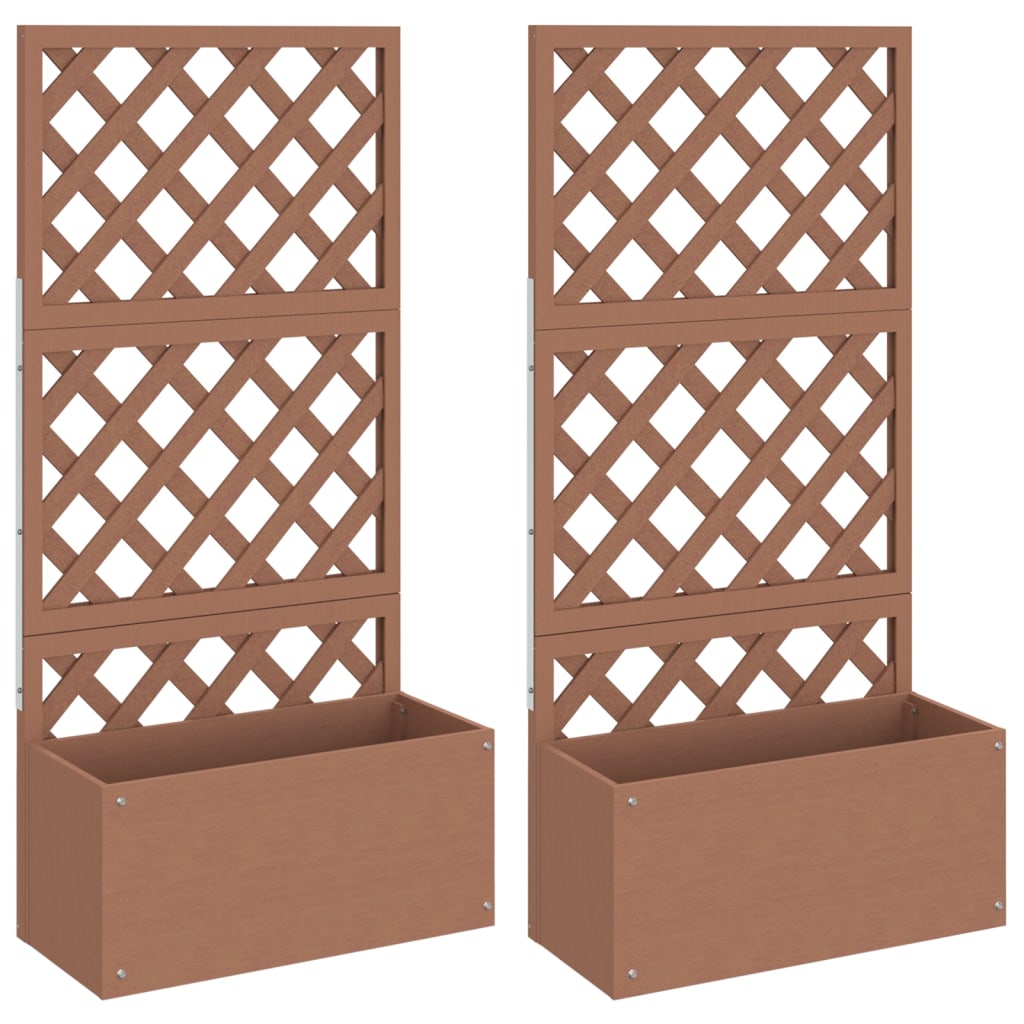 Fioriere a Traliccio 2pz Marroni 65x33x135 cm WPC