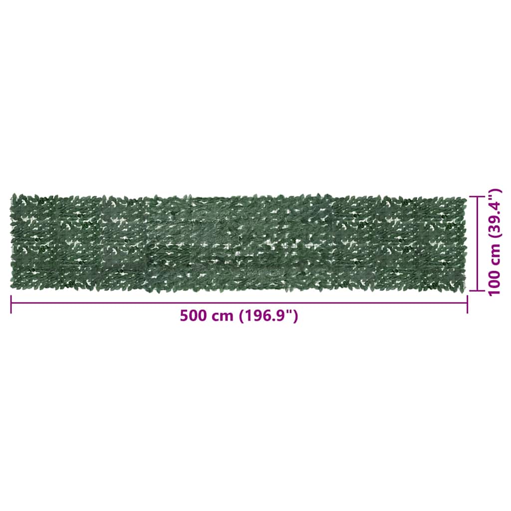 Paravento da Balcone con Foglie Verde Scuro 500x100 cm