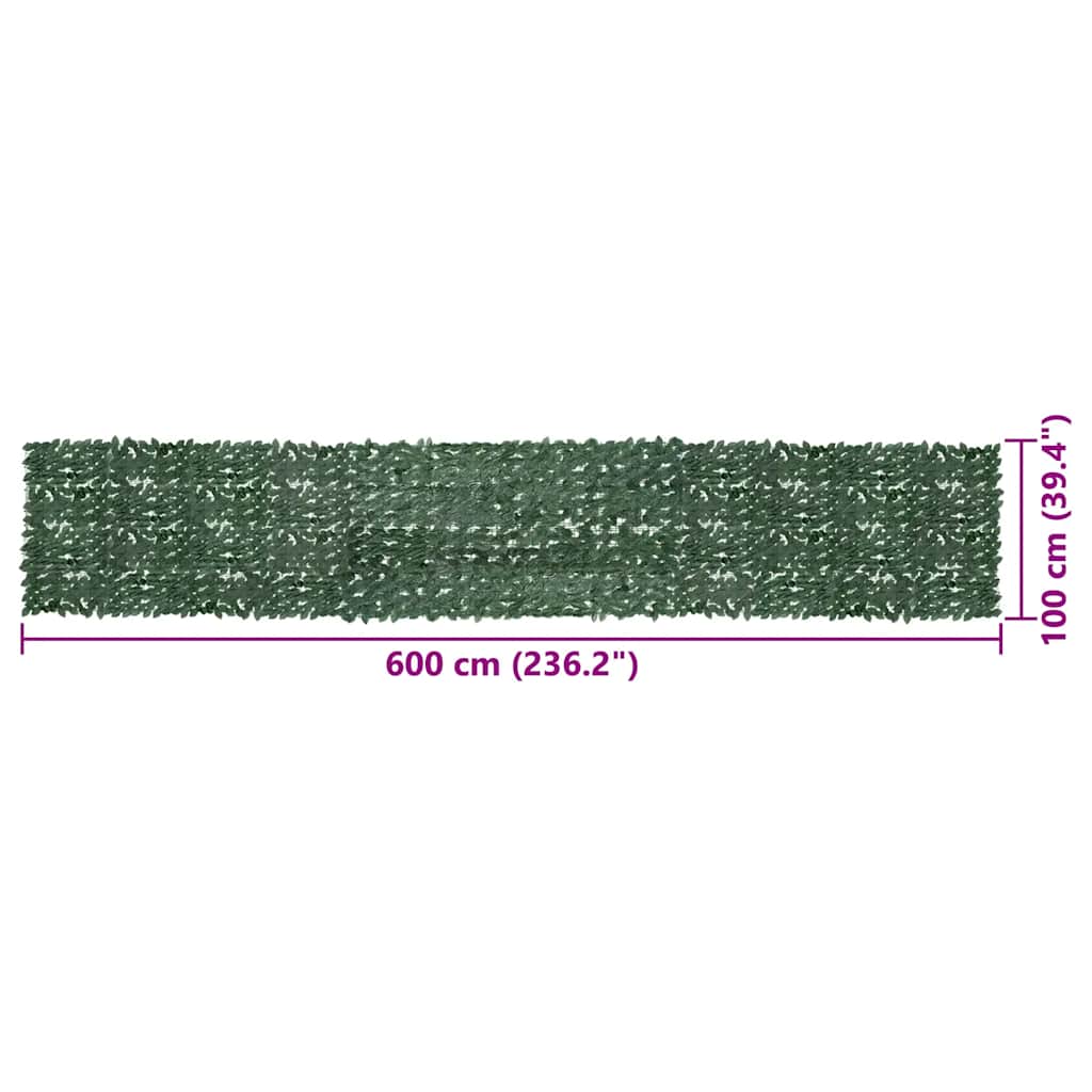 Paravento da Balcone con Foglie Verde Scuro 600x100 cm