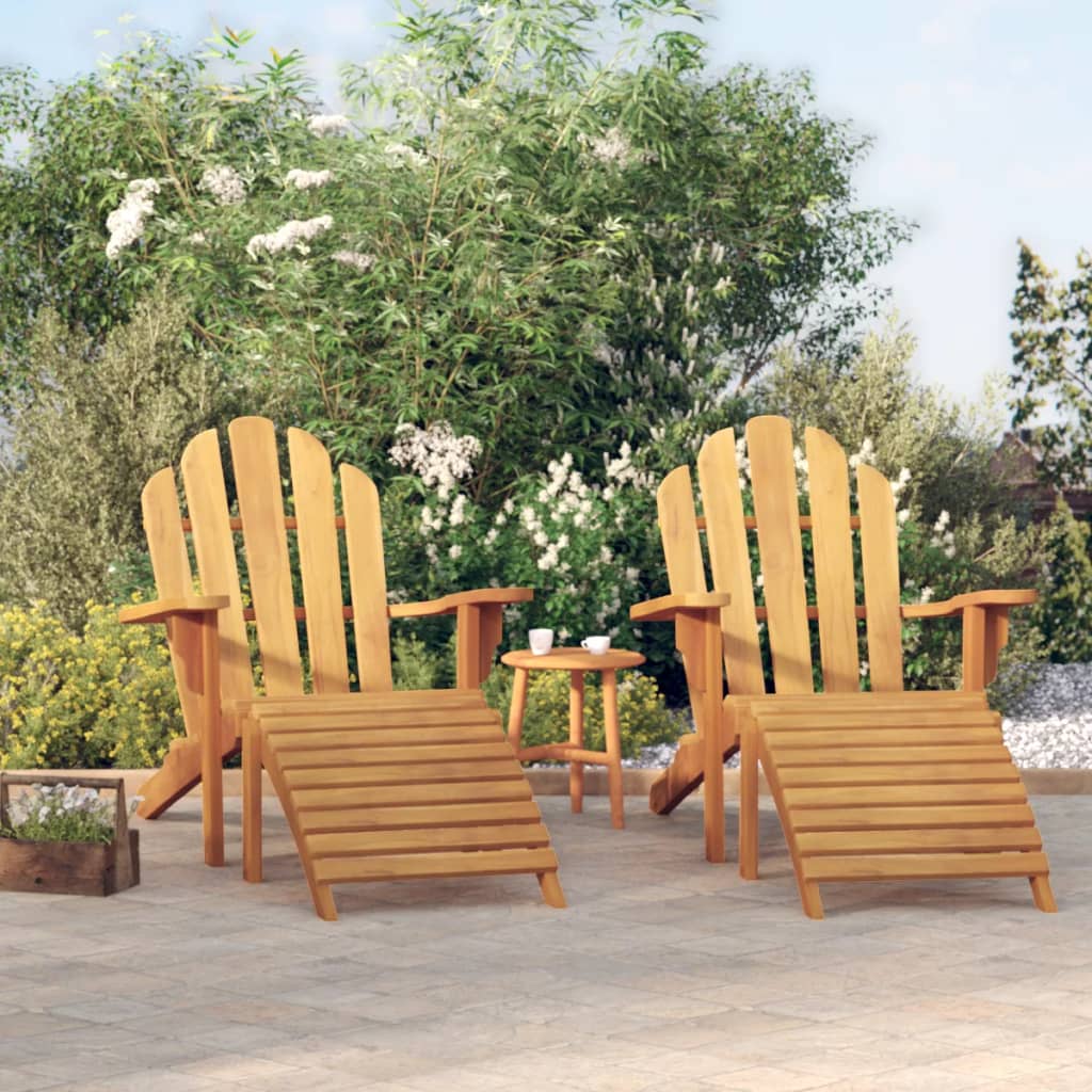 Sedie Adirondack Giardino Poggiapiedi 2pz Legno Massello Teak