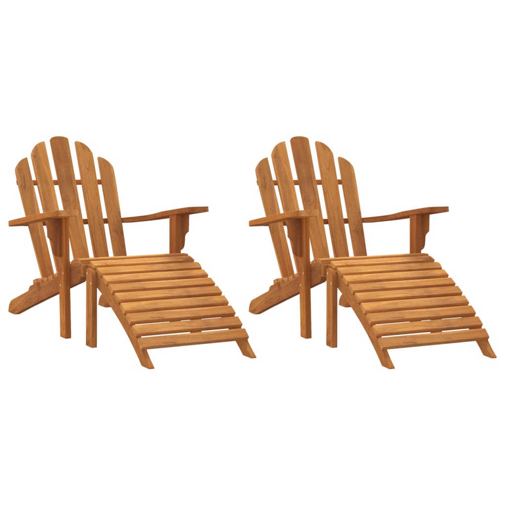 Sedie Adirondack Giardino Poggiapiedi 2pz Legno Massello Teak