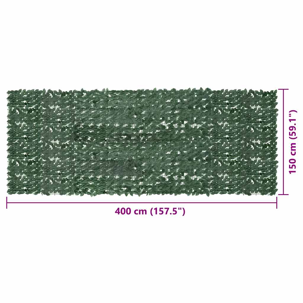 Paravento da Balcone con Foglie Verde Scuro 400x150 cm