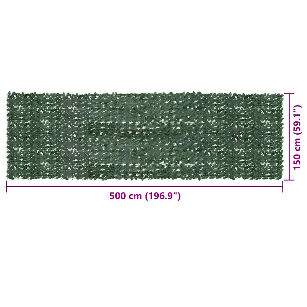 Paravento da Balcone con Foglie Verde Scuro 500x150 cm