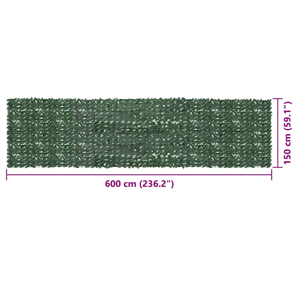 Paravento da Balcone con Foglie Verde Scuro 600x150 cm