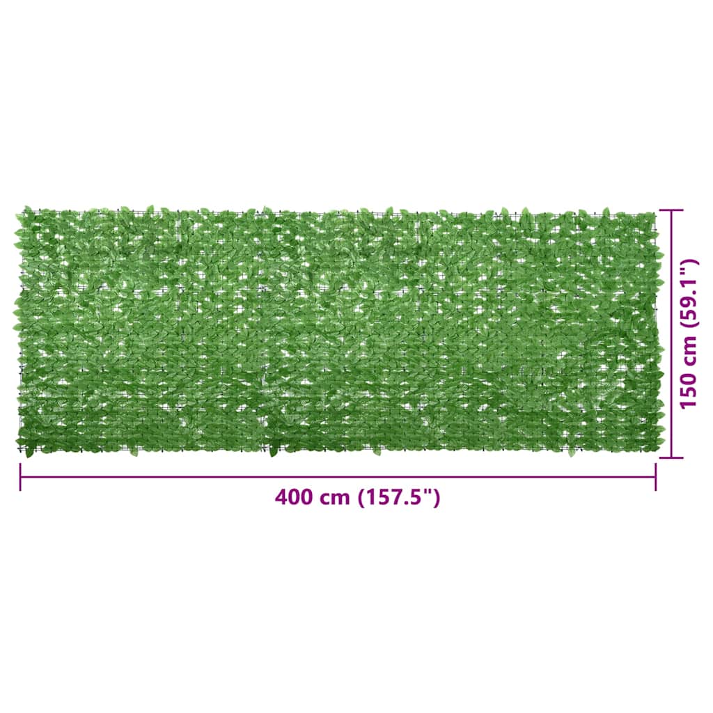 Paravento da Balcone con Foglie Verdi 400x150 cm