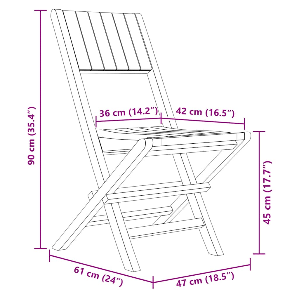 Sedie Pieghevoli 6pz 47x61x90cm Legno Massello Teak