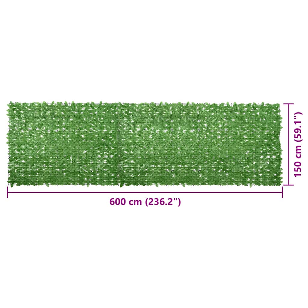 Paravento da Balcone con Foglie Verdi 600x150 cm