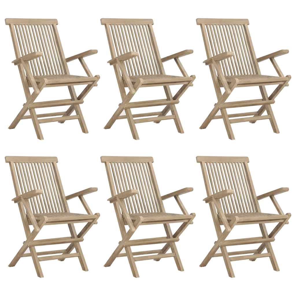 Sedie Pieghevoli 6pz Grigie 56x61x89 cm Massello Teak