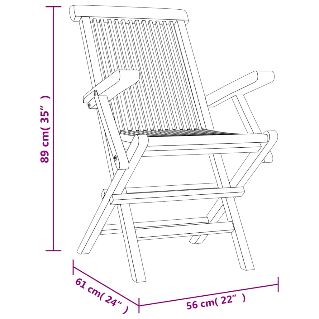 Sedie Pieghevoli 6pz Grigie 56x61x89 cm Massello Teak