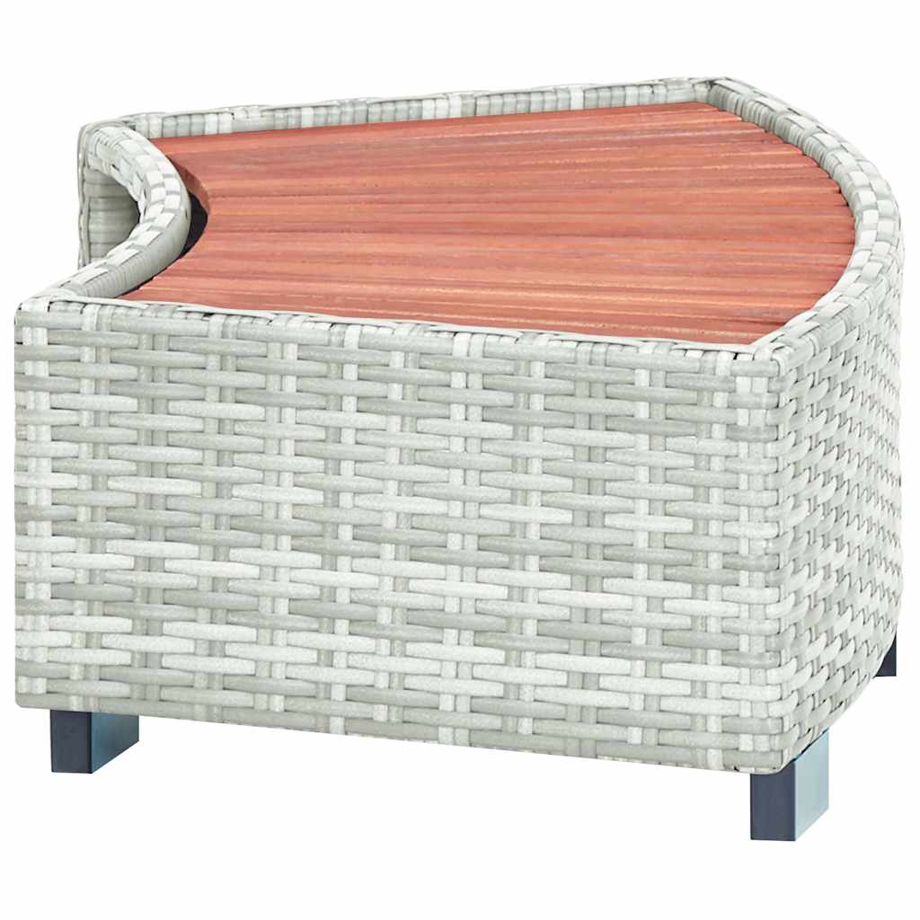 Scalino per Spa Grigio Chiaro in Polyrattan 92x45x25 cm