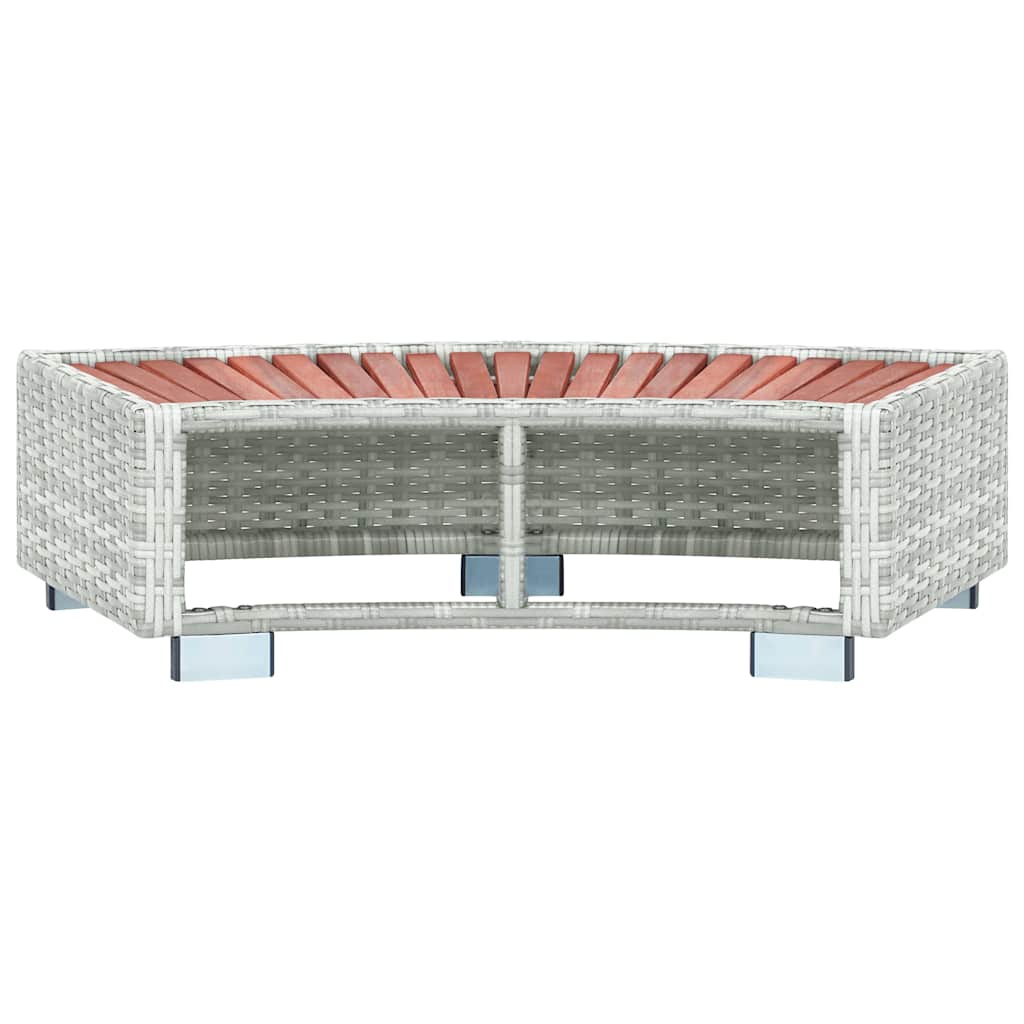 Scalino per Spa Grigio Chiaro in Polyrattan 92x45x25 cm