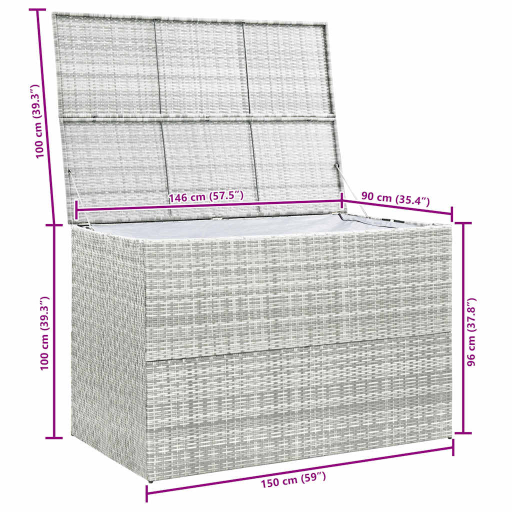 Baule da Giardino Grigio Chiaro 150x100x100 cm in Polyrattan