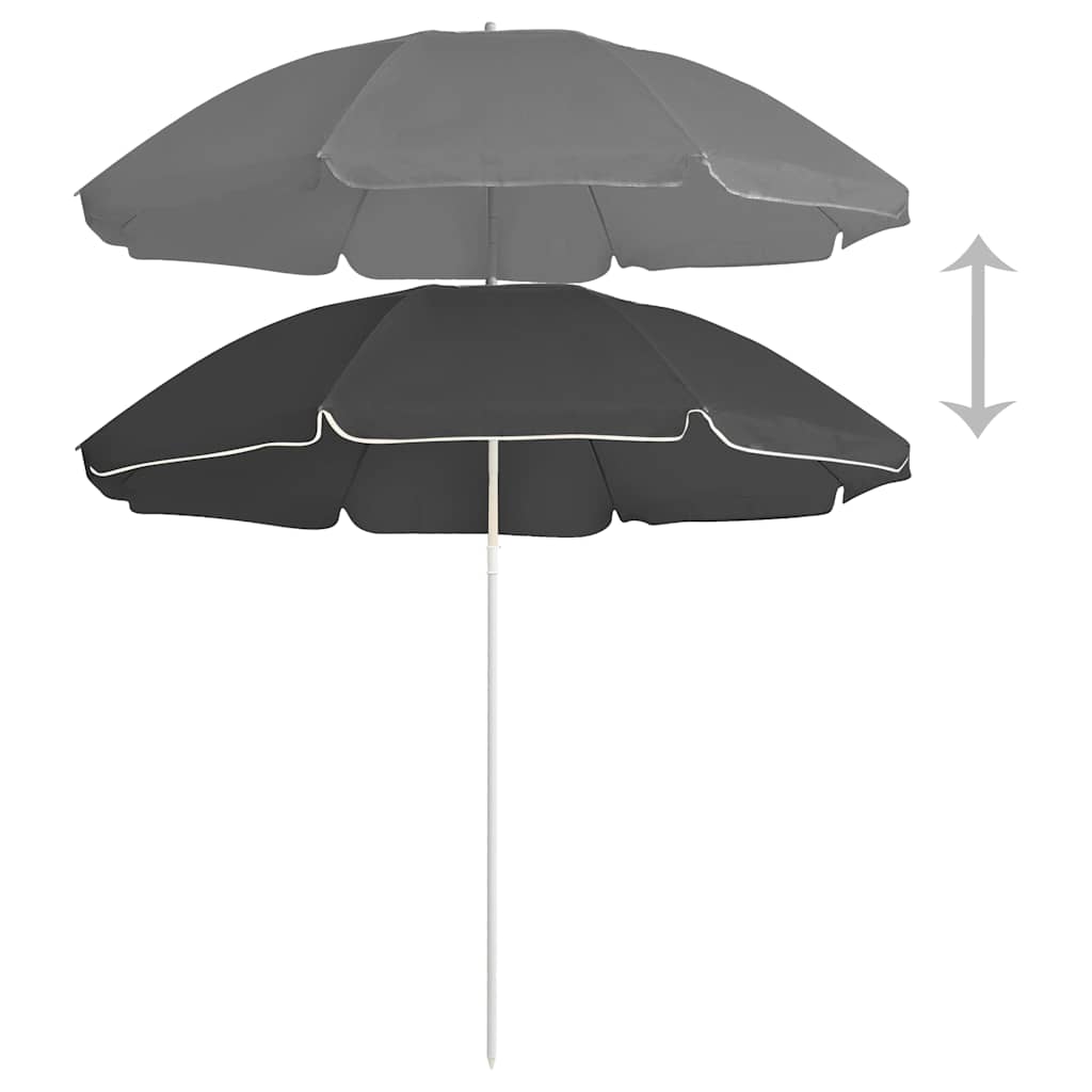 Ombrellone Giardino con Palo in Acciaio Antracite 180 cm