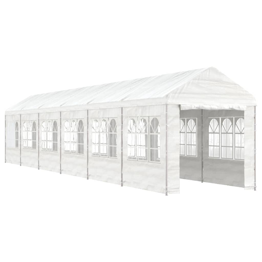 Gazebo con Tetto Bianco 13,38x2,28x2,69 m in Polietilene